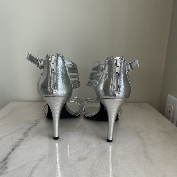 Gallery Sparkly Silver Strappy Stilettos - Picture 5 of 14